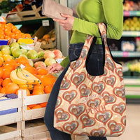 Punch The Monkey Grocery Bag We Love You Seamless Heart Style Orange