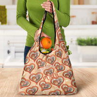 Punch The Monkey Grocery Bag We Love You Seamless Heart Style Orange
