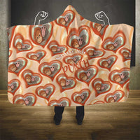 Punch The Monkey Hooded Blanket We Love You Seamless Heart Style Orange