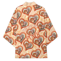 Punch The Monkey Kimono We Love You Seamless Heart Style Orange