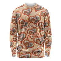 Punch The Monkey Long Sleeve Shirt We Love You Seamless Heart Style Orange
