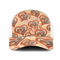 Punch The Monkey Mesh Trucker Cap We Love You Seamless Heart Style Orange