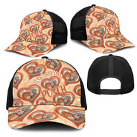 Punch The Monkey Mesh Trucker Cap We Love You Seamless Heart Style Orange
