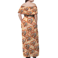 Punch The Monkey Off Shoulder Maxi Dress We Love You Seamless Heart Style Orange