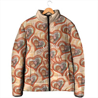 Punch The Monkey Padded Jacket We Love You Seamless Heart Style Orange