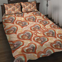 Punch The Monkey Quilt Bed Set We Love You Seamless Heart Style Orange