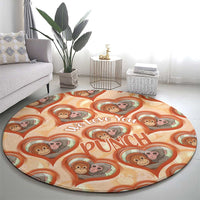 Punch The Monkey Round Carpet We Love You Seamless Heart Style Orange