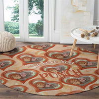 Punch The Monkey Round Carpet We Love You Seamless Heart Style Orange