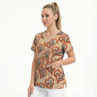 Punch The Monkey Scrub Top We Love You Seamless Heart Style Orange