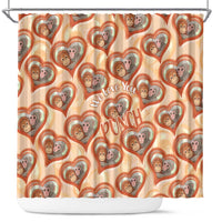 Punch The Monkey Shower Curtain We Love You Seamless Heart Style Orange