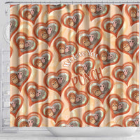 Punch The Monkey Shower Curtain We Love You Seamless Heart Style Orange