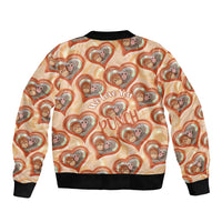 Punch The Monkey Sleeve Zip Bomber Jacket We Love You Seamless Heart Style Orange