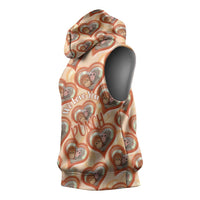 Punch The Monkey Sleeveless Hoodie We Love You Seamless Heart Style Orange