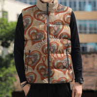 Punch The Monkey Sleeveless Puffer Jacket We Love You Seamless Heart Style Orange