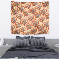 Punch The Monkey Tapestry We Love You Seamless Heart Style Orange