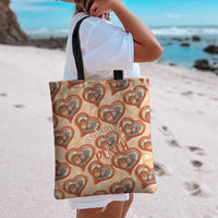Punch The Monkey Tote Bag We Love You Seamless Heart Style Orange