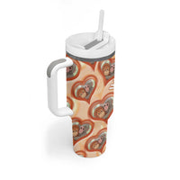 Punch The Monkey Tumbler With Handle We Love You Seamless Heart Style Orange