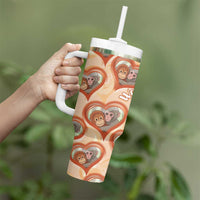 Punch The Monkey Tumbler With Handle We Love You Seamless Heart Style Orange
