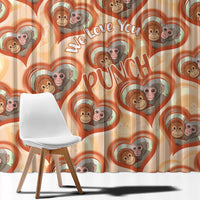 Punch The Monkey Window Curtain We Love You Seamless Heart Style Orange