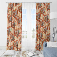 Punch The Monkey Window Curtain We Love You Seamless Heart Style Orange