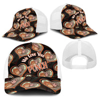 Punch The Monkey Baseball Net Cap We Love You Seamless Heart Style Black
