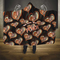 Punch The Monkey Hooded Blanket We Love You Seamless Heart Style Black