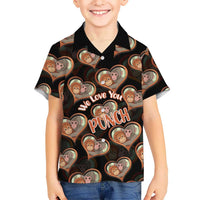 Punch The Monkey Kid Hawaiian Shirt We Love You Seamless Heart Style Black