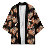 Punch The Monkey Kimono We Love You Seamless Heart Style Black
