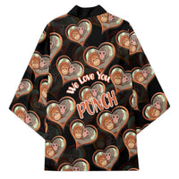 Punch The Monkey Kimono We Love You Seamless Heart Style Black