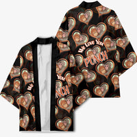 Punch The Monkey Kimono We Love You Seamless Heart Style Black