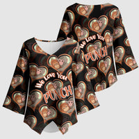 Punch The Monkey Kimono Sleeve Blouse We Love You Seamless Heart Style Black