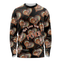 Punch The Monkey Long Sleeve Shirt We Love You Seamless Heart Style Black