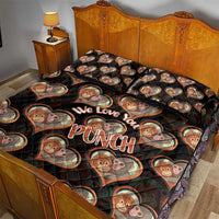 Punch The Monkey Quilt Bed Set We Love You Seamless Heart Style Black