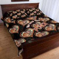 Punch The Monkey Quilt Bed Set We Love You Seamless Heart Style Black