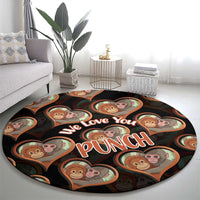 Punch The Monkey Round Carpet We Love You Seamless Heart Style Black