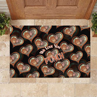 Punch The Monkey Rubber Doormat We Love You Seamless Heart Style Black