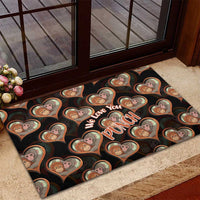 Punch The Monkey Rubber Doormat We Love You Seamless Heart Style Black