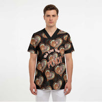 Punch The Monkey Scrub Top We Love You Seamless Heart Style Black
