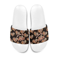 Punch The Monkey Slide Sandals We Love You Seamless Heart Style Black