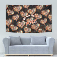 Punch The Monkey Tapestry We Love You Seamless Heart Style Black