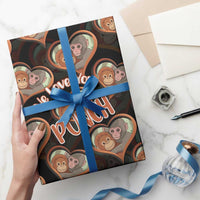 Punch The Monkey Wrapping Paper We Love You Seamless Heart Style Black