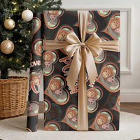 Punch The Monkey Wrapping Paper We Love You Seamless Heart Style Black