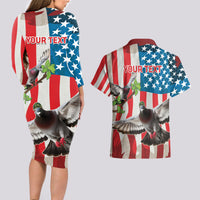 Personalized United States Pigeon Day Couples Matching Long Sleeve Bodycon Dress and Hawaiian Shirt Proud Of Our Heroes Grunge Style - Wonder Print Shop