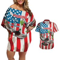 Personalized United States Pigeon Day Couples Matching Off Shoulder Short Dress and Hawaiian Shirt Proud Of Our Heroes Grunge Style - Wonder Print Shop