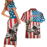Personalized United States Pigeon Day Couples Matching Short Sleeve Bodycon Dress and Hawaiian Shirt Proud Of Our Heroes Grunge Style - Wonder Print Shop