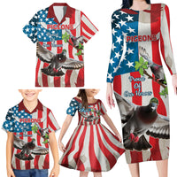 Personalized United States Pigeon Day Family Matching Long Sleeve Bodycon Dress and Hawaiian Shirt Proud Of Our Heroes Grunge Style - Wonder Print Shop