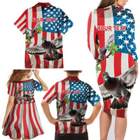 Personalized United States Pigeon Day Family Matching Long Sleeve Bodycon Dress and Hawaiian Shirt Proud Of Our Heroes Grunge Style - Wonder Print Shop