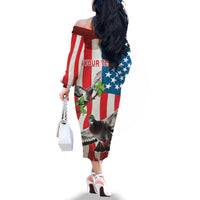 Personalized United States Pigeon Day Family Matching Off The Shoulder Long Sleeve Dress and Hawaiian Shirt Proud Of Our Heroes Grunge Style - Wonder Print Shop