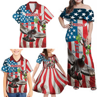 Personalized United States Pigeon Day Family Matching Off Shoulder Maxi Dress and Hawaiian Shirt Proud Of Our Heroes Grunge Style - Wonder Print Shop
