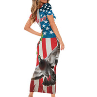 Personalized United States Pigeon Day Short Sleeve Bodycon Dress Proud Of Our Heroes Grunge Style - Wonder Print Shop